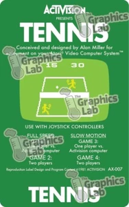 Replacement Game Cartridge Label - Activision - Tennis for Atari 2600 - Picture 1 of 1