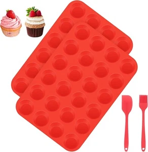 Muffin Backform, 2 Stück Muffinform Silikon 24 Cavity Mini Muffins Backform, Sil - Bild 1 von 7