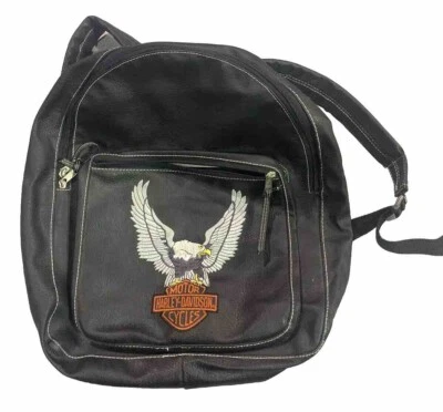 Vintage Harley Davidson Backpack Biker Eagle Logo￼ Faux Leather Original 80-90's - Image 1 of 4