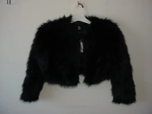Art and Class Faux Fur Cropped Jacket Open Rront Style Black S (6/7) - Picture 1 of 3