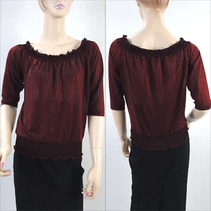 Review Blouse Top Metallic Maroon Size 10 Pre Owned VGUC - Picture 1 of 11