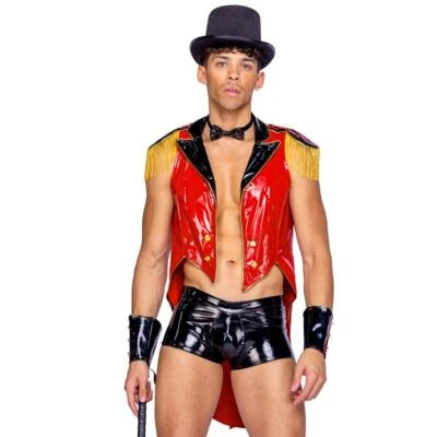 Disfraz Ringmaster Vinilo Chaqueta Flecos Charreteras Abrigos Top Sombrero Pajarita 6371 Foto 1 de 4