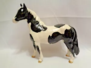 Original Beswick England Black Piebald Pinto Pony Horse Porcelain - Picture 1 of 12