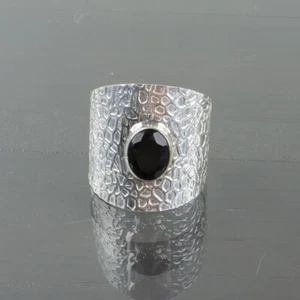 Black Onyx Gemstone Band Ring Size  925 Sterling Silver For Women - Picture 1 of 8