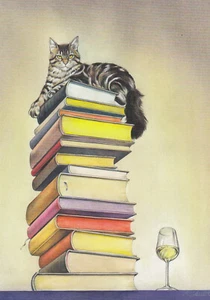 Kunstkarte Postkarte: Reinhard Michl - Die Überlegenheit der Katze / Bücher - Picture 1 of 1