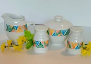 Steelite International England Creamer Sugar Bowl Salt Pepper Shakers Aztec - Picture 1 of 14