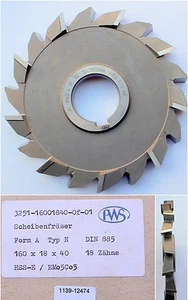 Scheibenfräser DIN 885 Form A Typ N Ø160js16x18k11xØ40H7 - 18 Spannuten - Picture 1 of 7
