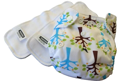 Thirsties Trees Design Newborn Baby Cloth Diaper Cover Set with Extra 2 Pads New - Image 1 of 4