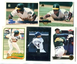 Lote de 5 tarjetas de béisbol Rickey Henderson HOF A'S BLUE JAYS METS YANKEES (LOTE 9) - Imagen 1 de 1