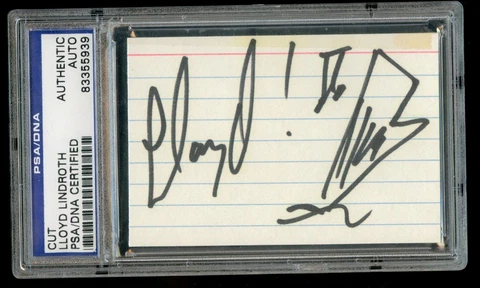 Lloyd Lindroth d. 1994 signed autograph cut The Liberace of the Harp PSA Slabbed Cover