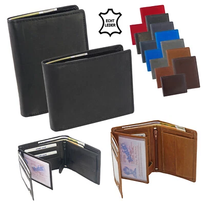 - Geldbörse Portemonnaie Geldbeutel Herren Echt Leder Portmonee Hoch- Querformat - Bild 1 von 4