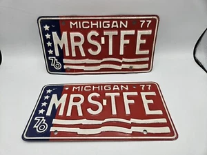 Michigan Bicentennial 76 Personalized/Customized License Plate Set MRS-TFE - Picture 1 of 3