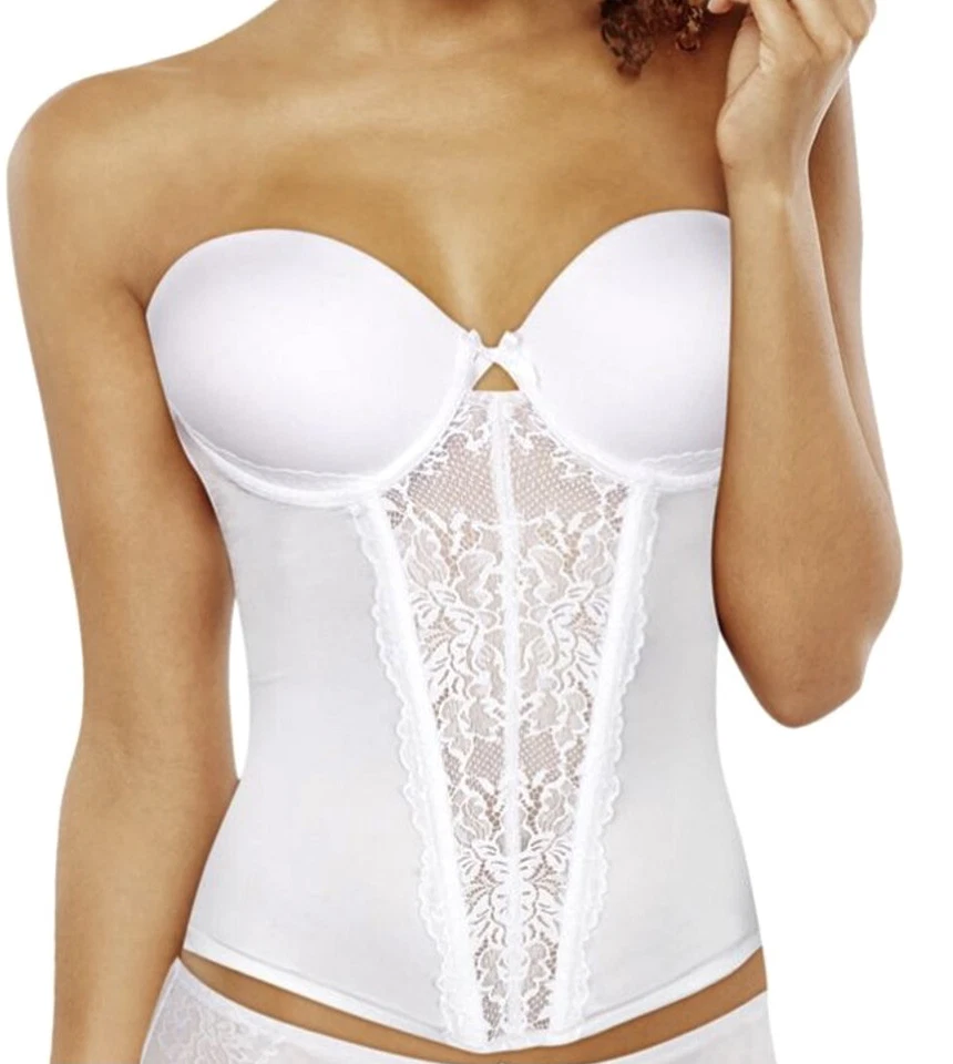 Sujetador Bustier MAIDENFORM Súper Sexy Sin Tirantes Encaje Blanco Push Up NUEVO Mujeres 38B 38D Foto 1 de 4