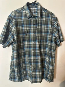 Kuhl Button Front Shirt Mens XL Green Blue Plaid Polyester Blend - Picture 1 of 5