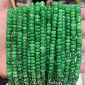 Cuentas espaciadoras rondelle calcedonia verde teñidas de alta calidad de 4x6 mm para hacer joyas - Imagen 1 de 4
