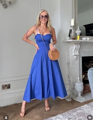 ZARA NUEVO CON ETIQUETAS MUJER SS25 POPELINA CORBATA MIDI VESTIDO AZUL ACIANO | 3152/317 Foto 1 de 4