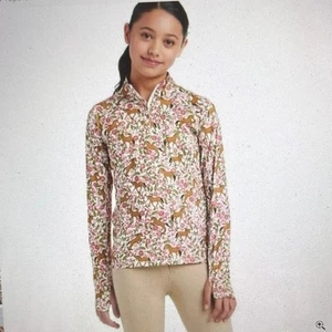 Ariat Youth Lowell 2.0 1/4 Zip Long Sleeve Horse and Floral Top Size Medium - Picture 1 of 10