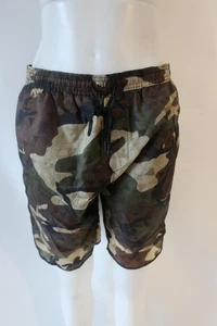 Mens Son of a King Brown Olive Green Black Camo Flat Front Drawstring Shorts L - Picture 1 of 6