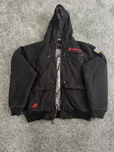 Snap-On Tools Jacket Men's L Black Heavyweight Quilted Lined Zip Coat Workwear - Picture 1 of 7