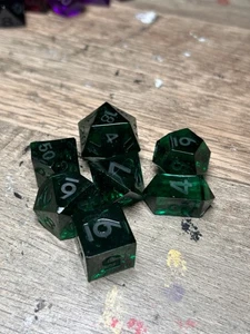 RAW* Dice: Green Malachite _ Resin-Cast Dice Set  *See Description* Handmade D&D - Picture 1 of 4