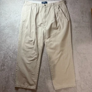 Vintage Polo Ralph Lauren Pants Mens Sz 40x34 Beige Hammond Pleated Chino - Picture 1 of 11