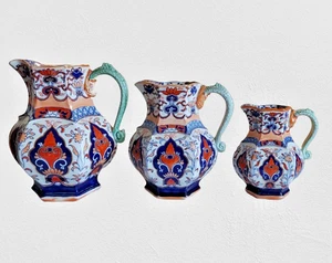 Antique English Set of 3 Mason’s Ironstone Pitchers c. 1815 - 1830 Pattern 306 - Picture 1 of 16
