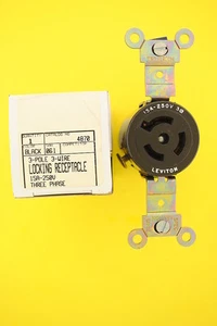 Leviton 4870 Locking Receptacle 15A-250V-3 Phase, NEMA L11-15, 3-Pole, 3-Wire - Picture 1 of 5