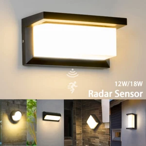 LED Wandleuchte mit Bewegungsmelder Außen Innen Wasserdicht Wandlampe 12W 18W DE - Bild 1 von 24