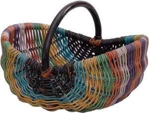 Rattan Einkaufskorb/Bügelkorb/Shopper, Henkel-Korb / stabil (Bunt-Rainbow) - Bild 1 von 6