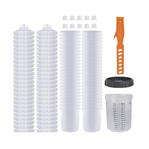 Disposable Paint Sprayer Gun Cup 27 Ounce(800ML) Kit with 50 Cups and Lids Sy... - Picture 1 of 7