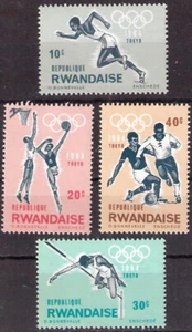 Rwanda 1964 Summer Olympics Soccer Basketball Track MNH (SC# 76-79) - Picture 1 of 1