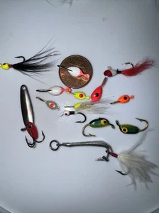 14 Ice Fishing Panfish Jigs Multi Colors Sunfish Winter Lures - Picture 1 of 4