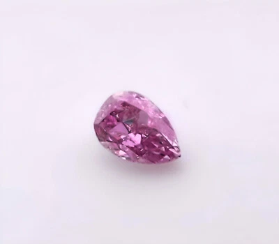 Rare 0.50ct Natural Loose Fancy Intense Purple Pink Diamond GIA Pear Shape - Image 1 of 4