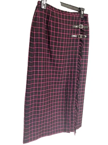 Norton McNaughton Maxirock Gr. 6 rosa schwarz kariert Wickel Fransen Gürtel Akzent gefüttert - Bild 1 von 13