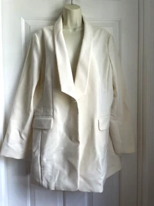 ST. JOHN Jacket Blazer 12 NEW Cream White Unlined MODERN Long - Picture 1 of 8