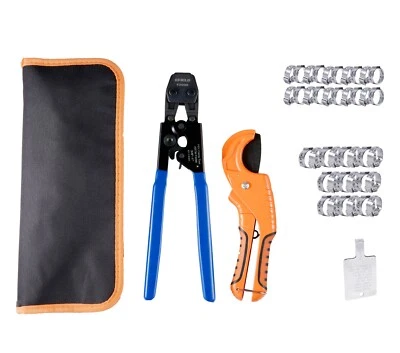 PEX CINCH CLAMP CRIMPING TOOL & CUTTER,GAUGE+ 30 1/2"，3/4" CLAMPS IN CANVAS BAG