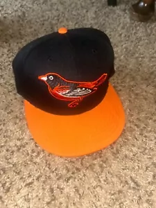 Baltimore Orioles Hat New Era Fitted 59Fifty Cap - Size 7 1/4 Bird Mascot Black - Picture 1 of 3