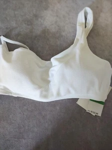 Becca by Rebecca Virtue Ribbed Asymmetrical One Shoulder Bikini Top White Large - Picture 1 of 11