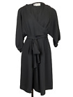 Albert Nipon schwarz Crepe Midi Kleid Halstuch Oberteil Größe 2 Vintage