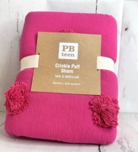Neu mit Etikett Pottery Barn Teenager Hot Pink Crinkly Puff Standard Sham Puffs Bettwäsche - Bild 1 von 5