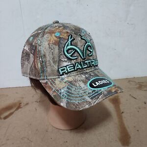 Ladies Realtree Camo Teal Blue baseball Cap Adjustable One Size Fits All. 