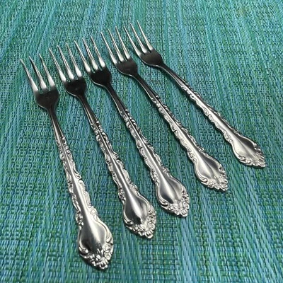 5 Tenedores de cóctel Estia ESI18 Aperitivo Rollos Florales Acero Inoxidable Corea Cubiertos Foto 1 de 4