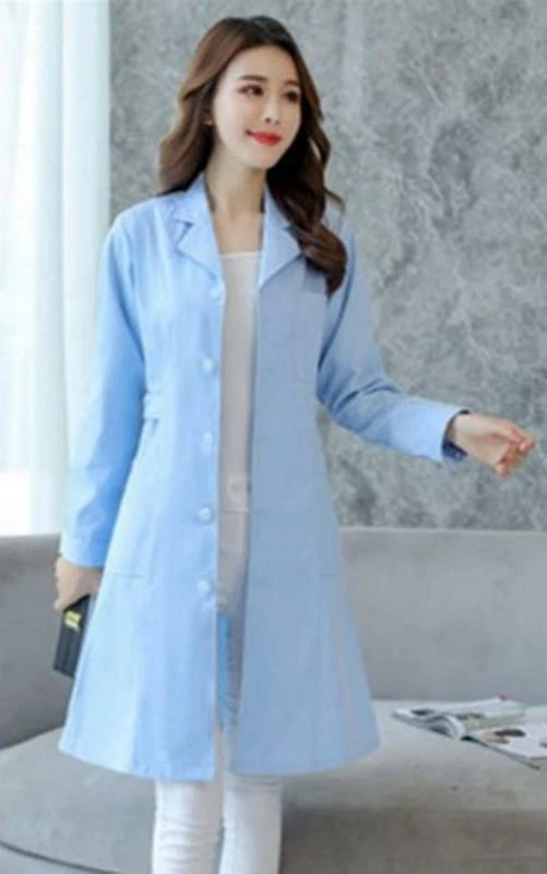 Women Nurse Dress Female Doctor Beautician Lab  Long Coat  Work Clothes 4Colors - Image 1 of 4