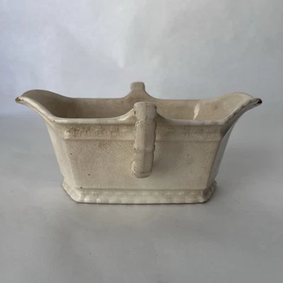 Barco de salsa Mercer China Ironstone de colección con asas manchas grietas como está Foto 1 de 4