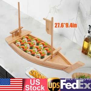 Buffet Display Tray Bamboo Metal Tray Boat Tray For Sushi, Dumplings & Desserts - Picture 1 of 16