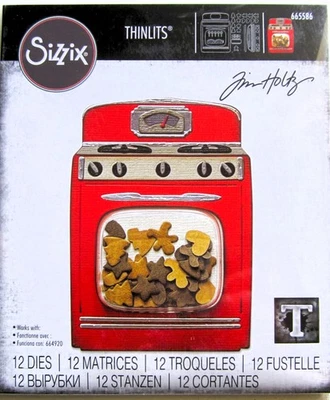 Retro Oven & Cookies Sizzix Thinlits Thin Metal Die Set by Tim Holtz 665586 NEW! - Image 1 of 3
