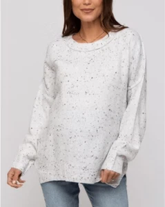 DKNY Sweater Size Large Crewneck Pullover White Speckled Long Sleeve - Picture 1 of 10