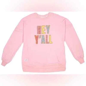 Sudadera Simply Southern cuello redondo con bolsillos - Hey Y'All - Rosa - Para mujer L - Imagen 1 de 6