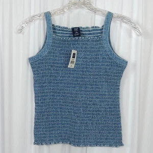 GAP / Camiseta sin mangas de mezclilla ajustada para niñas / Azul / Talla M (7-8) / Nueva con etiquetas - Imagen 1 de 2
