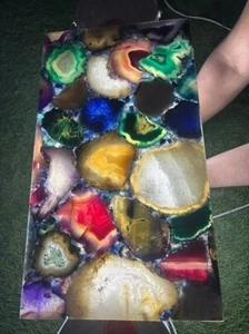 36"x22" Mix Agate Stone Center Sofa Coffee Table Handmade Luxury Kitchen Slab De - Picture 1 of 8